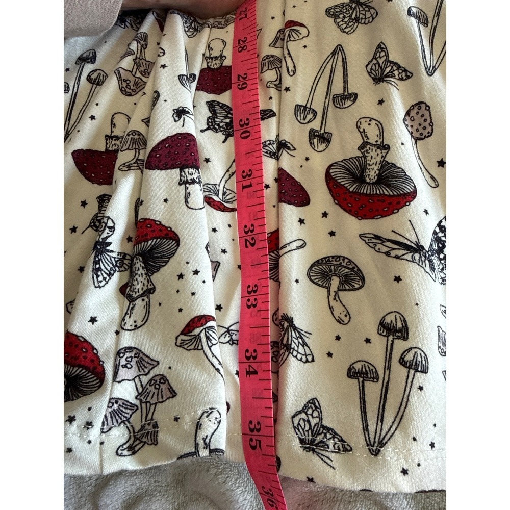 Mushroom Butterfly Lace Up Mini Dress Cream Red XL Cottagecore alt girl Whimsey - Picture 7 of 8